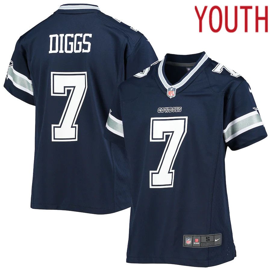 Youth Dallas Cowboys #7 Trevon Diggs Nike Navy Game NFL Jersey->youth nfl jersey->Youth Jersey